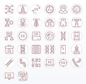 celular digital paquete conteniendo 32 píxel optimizado Delgado línea 128x128 íconos vector