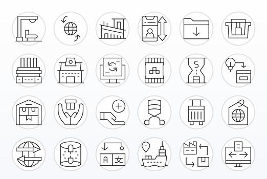 24 Thin Line PIXEL Perfect 256x256 Icons from Import Suite vector