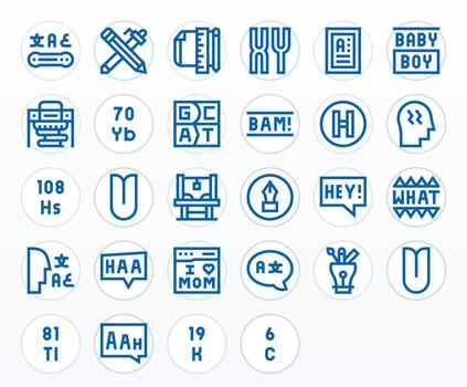 28 High Resolution Bold Line Icons optimized for Typography Editable display vector