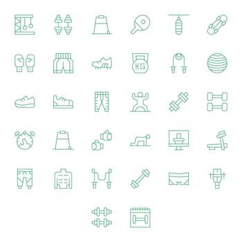 Workout Visual Pack containing 32 Thin Line Pixel Optimized Icons vector