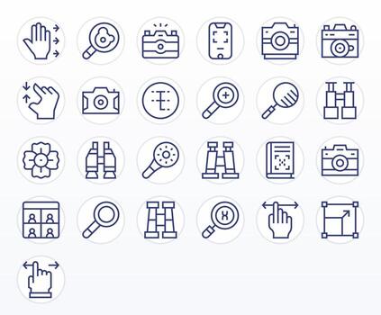 25 regular línea píxel Perfecto íconos para enfocar gráficos vector