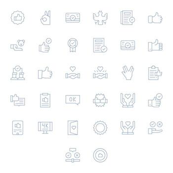 Acceptance Complete Package with 32 64x64 Thin Line Pixel Optimized Icons vector