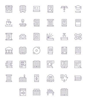 40 cuadrícula equipado Delgado línea íconos diseñado para biblioteca interfaz vector