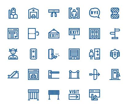 28 256x256 Pixel Aligned Icons for Exit in Bold Line Theme vector