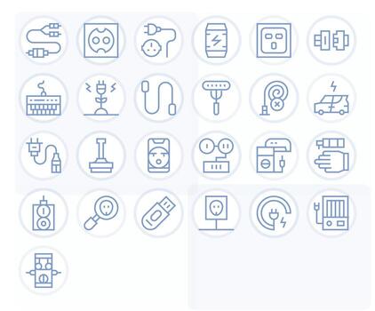 Plug Icon Toolkit featuring 25 Editable Retina Ready Regular Line elements vector