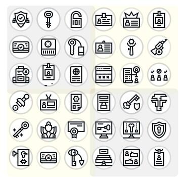 36 High Resolution Icons for Authorization in Grid Fitted Bold Line Format vector