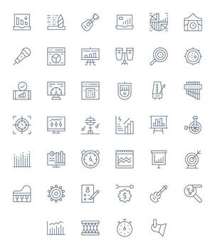 Performance PIXEL Perfect Set with 40 128x128 Thin Line Icons vector