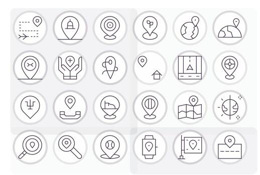 24 256x256 Thin Line Icons optimized for Pinpoint Location Display Perfect display vector