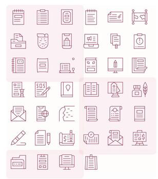 40 Thin Line Detail Enhanced Icons crafted for Document 128x128 applications vector