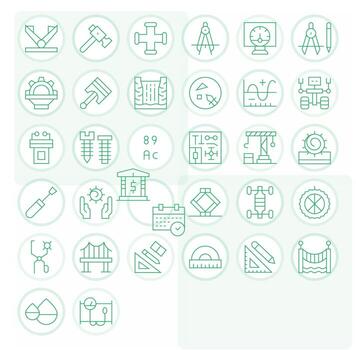 32 Thin Line Pixel Optimized 128x128 Icons from Engineering Suite vector
