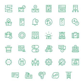 estado completar paquete con 35 256x256 regular línea píxel optimizado íconos vector