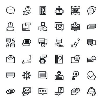 Support Request Design Icons featuring 36 Pixel Aligned Bold Line Style vector