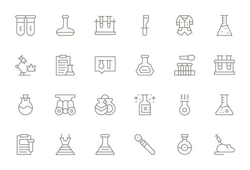 24 Detail Enhanced Thin Line Icons designed for Experimentation Interface vector