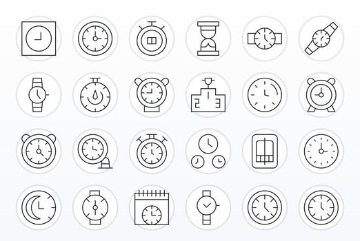 Second Modern Collection with 24 Thin Line 64x64 Pixel Aligned Icons vector