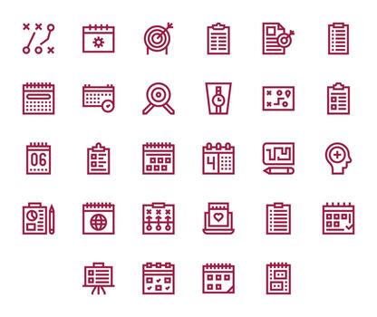 28 Bold Line Icons designed for Planning in 128x128 PIXEL Perfect format vector