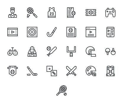 25 Regular Line Icons from Player in 256x256 Detail Enhanced Quality vector