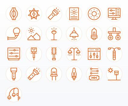 Brightness Premium Bundle with 25 256x256 Display Perfect Regular Line Icons vector