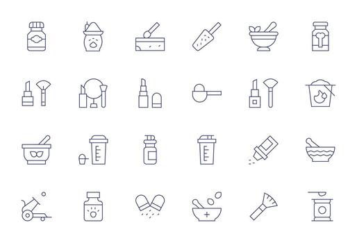 Powder Modern Collection with 24 Thin Line High Resolution Pixel Aligned Icons vector