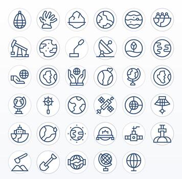 35 Display Perfect Regular Line Icons designed for Earth Interface vector