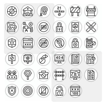 35 Regular Line Display Perfect High Resolution Icons from Access Denied Suite vector