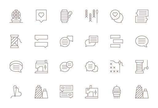 24 128x128 Grid Fitted Icons for Thread in Thin Line Theme vector