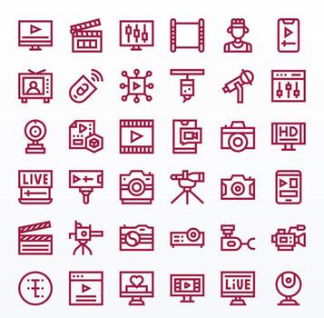 Comprehensive Bundle with 36 Pixel Optimized Bold Line 64x64 Icons vector