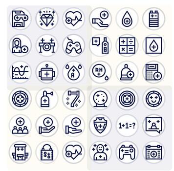 36 128x128 Bold Line Icons optimized for Plus Editable display vector