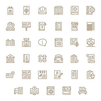 documentación escalable conjunto presentando 35 píxel optimizado regular línea 128x128 íconos vector