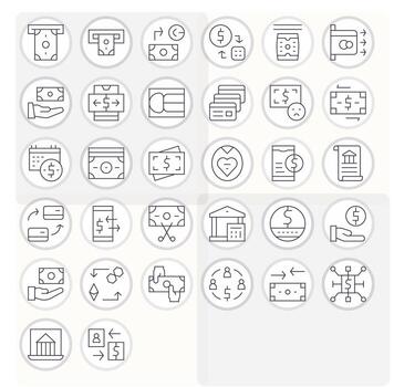 retirada exhaustivo haz con 32 cuadrícula equipado Delgado línea alto resolución íconos vector