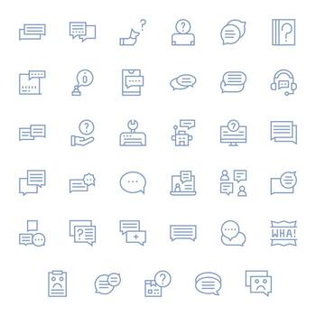 Support Request Digital Pack containing 35 Pixel Optimized Regular Line 64x64 Icons vector