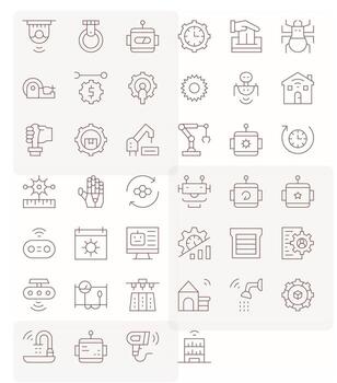 Automation Icon Toolkit featuring 40 Grid Fitted 64x64 Thin Line elements vector