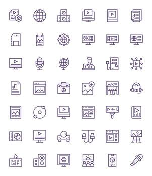 Multimedia including 42 High Resolution Regular Line Illustrations vector