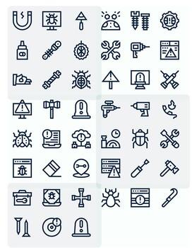 45 Icons for Fix featuring 128x128 Display Perfect Bold Line Graphics vector