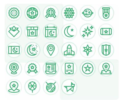 28 High Resolution Bold Line Icons optimized for Star Grid Fitted display vector