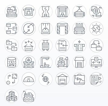 32 Thin Line Display Perfect 256x256 Icons from Export Suite vector