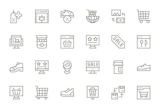 Online Store Professional Set with 24 Thin Line Display Perfect High Resolution Icons vector