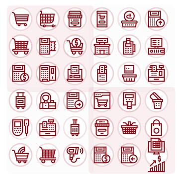 Checkout Comprehensive Bundle with 36 PIXEL Perfect Bold Line 128x128 Icons vector