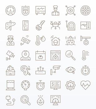 40 256x256 Icons for Monitoring in Detail Enhanced Thin Line Format vector