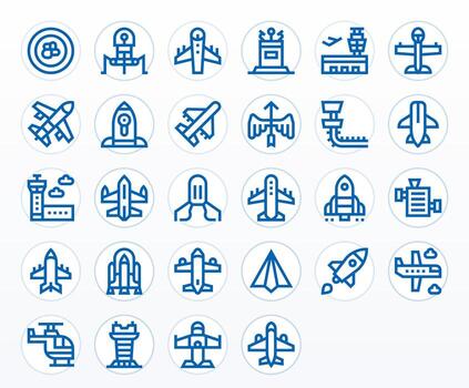 Takeoff Comprehensive Bundle with 28 PIXEL Perfect Bold Line 128x128 Icons vector