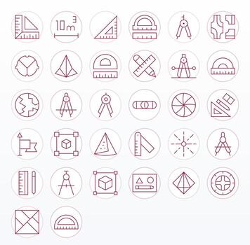 32 256x256 Thin Line Icons for Geometry with Editable precision vector