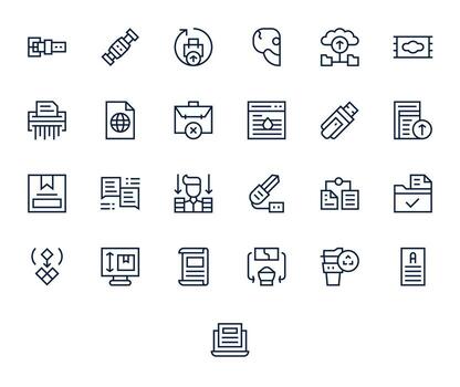 Regular Line Display Perfect Icons from Digital File Set with 25 256x256 Icons vector