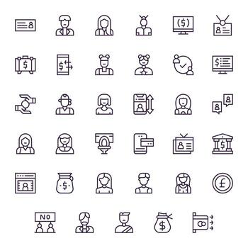 35 Regular Line Pixel Aligned Icons crafted for Account 256x256 applications vector