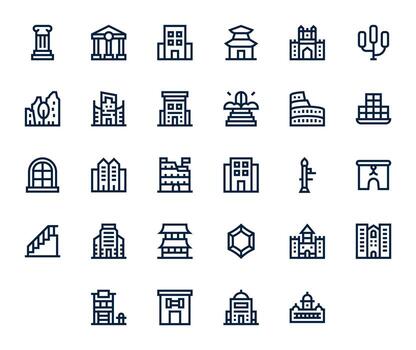 28 Bold Line Icons from Architecture in 128x128 Editable Quality vector