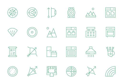 Range High Resolution Icon Pack with 24 Thin Line Pixel Optimized Elements vector