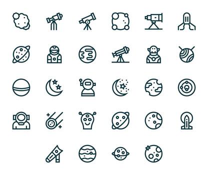 Bold Line Editable Icons from Galaxy Set with 28 High Resolution Icons vector