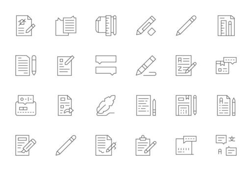 Annotation Scalable Set featuring 24 Pixel Optimized Thin Line Retina Ready Icons vector