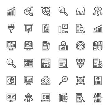 36 Display Perfect Icons themed around Data Analysis in 256x256 Bold Line format vector