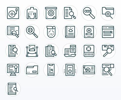 Retrieve Icon Library with 25 Regular Line Retina Ready Editable Designs vector