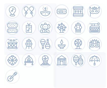 25 Regular Line Icons designed for Festival in High Resolution Pixel Aligned format vector