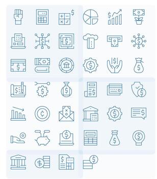 financiero diseño íconos presentando 40 píxel optimizado Delgado línea estilo vector